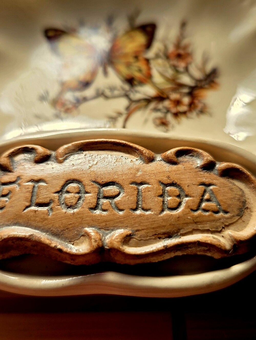 Vintage Florida Ceramic Butterfly Dish 5" Across